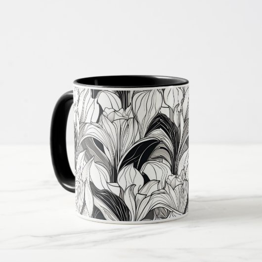 Art Deco Floral Tasse (Vorderseite Links)