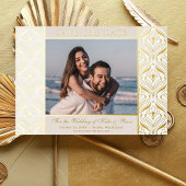 Art Deco floraler Lotus Wedding rettet Gold Folieneinladung