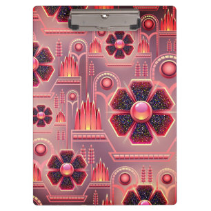 Art Deco florales geometrisches Muster rosa orange Klemmbrett