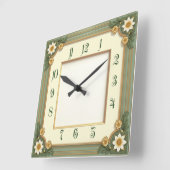 Art Deco Flower Quadratische Wanduhr (Winkel)