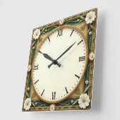 Art Deco Flower Quadratische Wanduhr (Winkel)