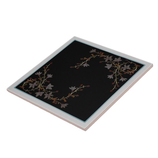 Art Deco Flowers On Black Fliese (Seite)