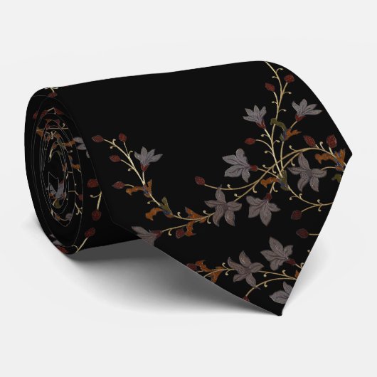 Art Deco Flowers On Black Krawatte (Gerollt)