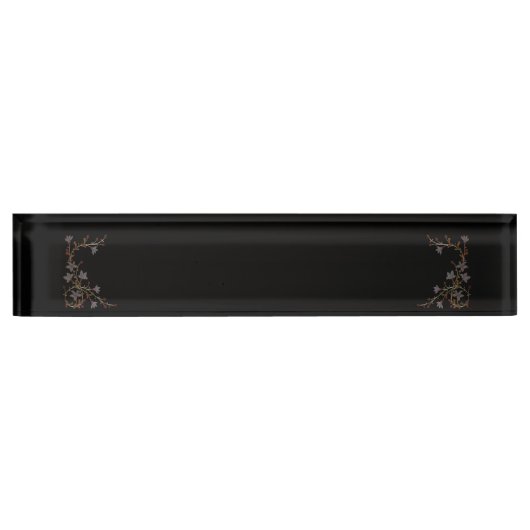 Art Deco Flowers On Black Namensplakette (Vorderseite)