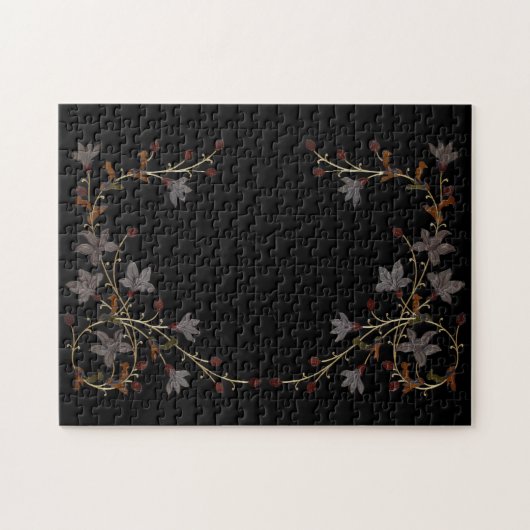 Art Deco Flowers On Black Puzzle (Horizontal)