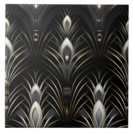 Art Deco Flüge, weiß und Gold Fliese