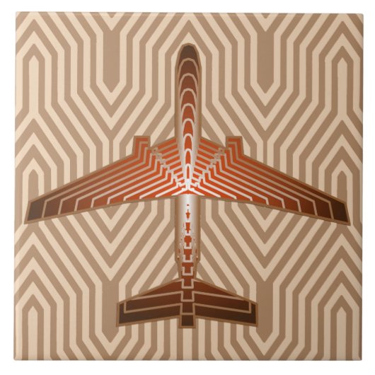 Art-Deco-Flugzeug, Bronze, Gold und Rost Brown Fliese (Vorderseite)