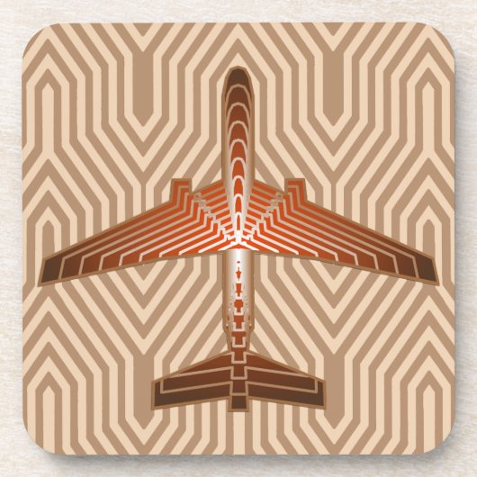 Art-Deco-Flugzeug, Bronze, Gold und Rostbraun Getränkeuntersetzer (Vorderseite)