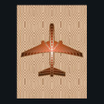 Art-Deco-Flugzeug, Bronze, Gold und Rostbraun Poster<br><div class="desc">Drucken in einem Art-Deco-inspirierten Konzept eines futuristischen Flugzeug,  in einem gestreiften,  seidigen Farbverlauf von Bronze / Rostbraun,  mit weichem Gold,  auf beige und braun,  Deko Hintergrund</div>