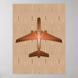 Art-Deco-Flugzeug, Bronze, Gold und Rostbraun Poster<br><div class="desc">Drucken in einem Art-Deco-inspirierten Konzept eines futuristischen Flugzeug,  in einem gestreiften,  seidigen Farbverlauf von Bronze / Rostbraun,  mit weichem Gold,  auf beige und braun,  Deko Hintergrund</div>