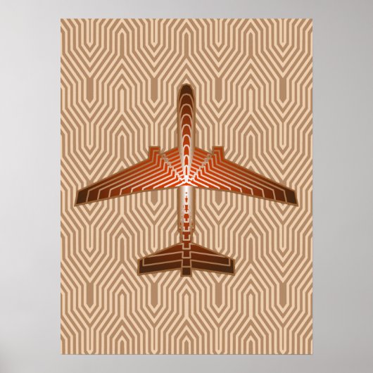 Art-Deco-Flugzeug, Bronze, Gold und Rostbraun Poster (Vorne)