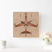 Art-Deco-Flugzeug, Bronze, Gold und Rostbraun Quadratische Wanduhr (Zuhause)