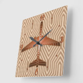 Art-Deco-Flugzeug, Bronze, Gold und Rostbraun Quadratische Wanduhr (Winkel)