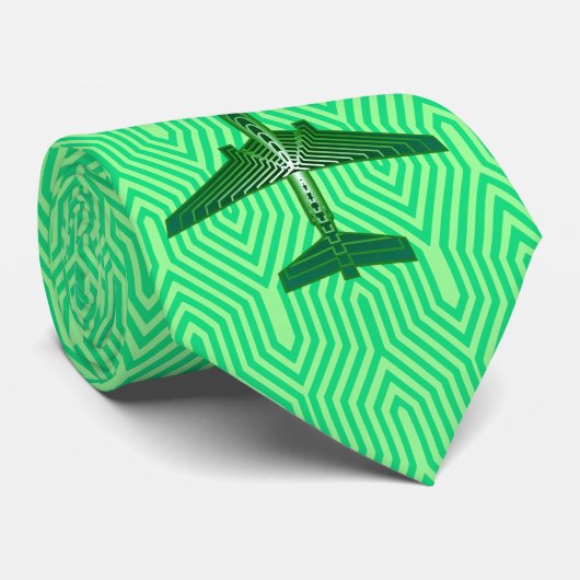 Art Deco-Flugzeug, Emerald und Jade Green Krawatte (Gerollt)