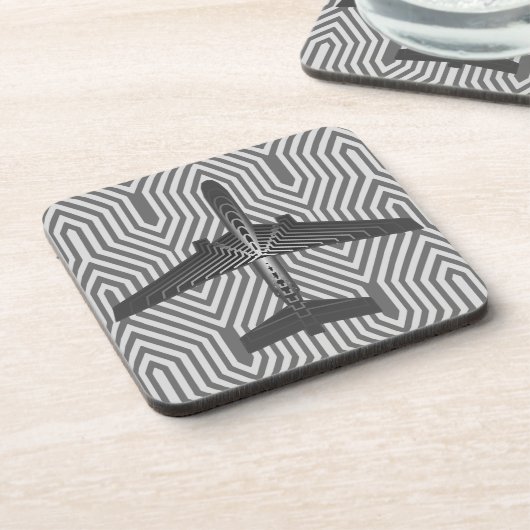 Art Deco Flugzeug, Grafik und Silber Grau Untersetzer (Linke Seite)