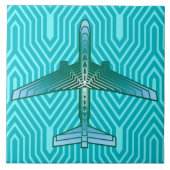 Art Deco Flugzeug, Türkis, Aquamarin und Aqua Fliese (Vorderseite)