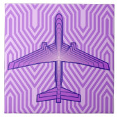 Art Deco Flugzeug, Violet Lila und Lavendel Fliese (Vorderseite)