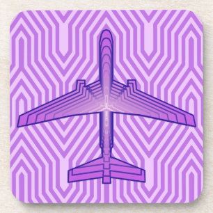 Art Deco Flugzeug, Violet Lila und Lavendel Getränkeuntersetzer