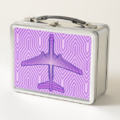 Art Deco Flugzeug, Violet Lila und Lavendel Metall Brotdose (Vorderseite)