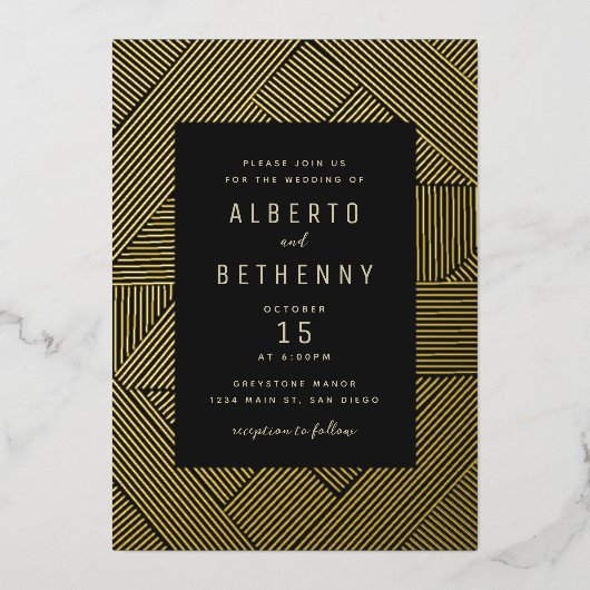 Art Deco Foil Einladung (Vorderseite)