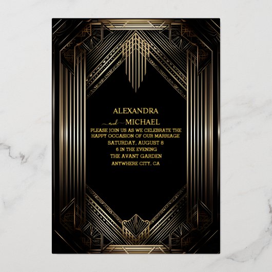Art Deco Foil Invitation Folieneinladung (Vorderseite)