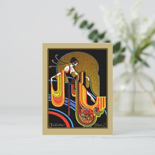 Art Deco "Follies" Postkarte (Stehend Vorderseite)