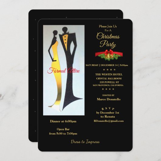 Art Deco Förmliche Weihnachtsfeier Party Einladung (Vorne/Hinten)