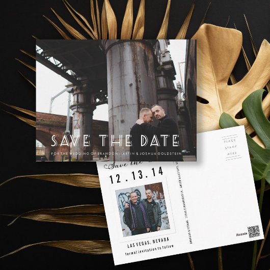 Art Deco Foto Save the Date Postkarte