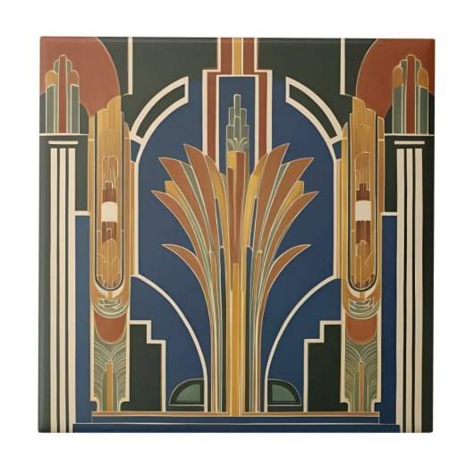 Art Deco Fountain Keramik Tile Fliese (Vorderseite)