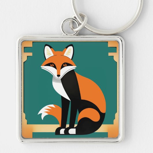Art Deco Fox Schlüsselanhänger (Vorne)