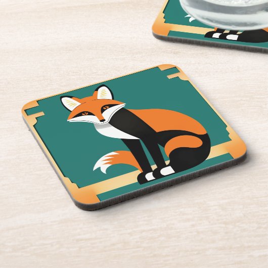Art Deco Fox Untersetzer Set (Linke Seite)