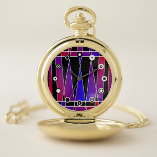 Art Deco "Fractured" (binäres Gesicht) von K Yonci Taschenuhr
