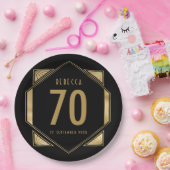 Art Deco Frame 70. Geburtsdatum Pappteller (Party)