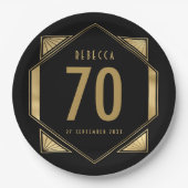 Art Deco Frame 70. Geburtsdatum Pappteller (Vorderseite)