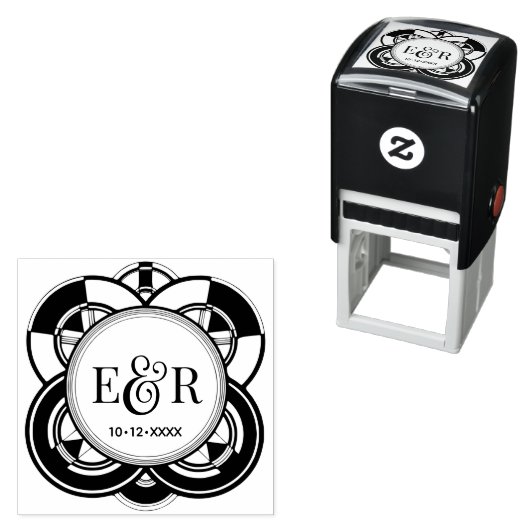 Art Deco Frame Ampersand Couple 2 Initial Monogram Permastempel (Beispiel)