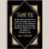 Art Deco Frame Black Gold Hochzeit Vielen Dank Dankeskarte