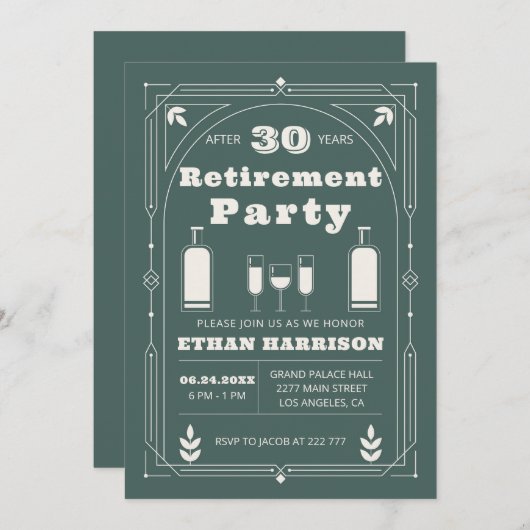 Art Deco Frame Einladung (Vorne/Hinten)