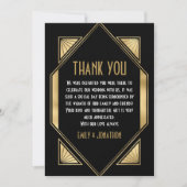 Art Deco Frame Foto Black Gold Hochzeit Vielen Dan Dankeskarte (Vorderseite)