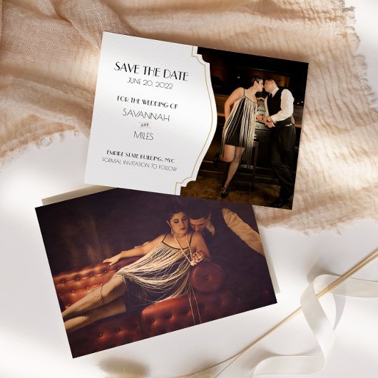 Art Deco Frame Foto der 1920er Jahre Save the Date Einladung