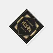 Art Deco Frame Gold Black 1920er Hochzeit Serviette (Ecke)