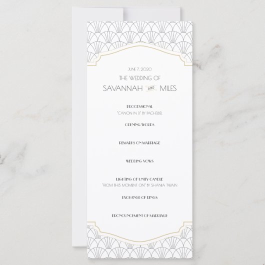 Art Deco Frame Hochzeitsprogramme (Vorderseite)