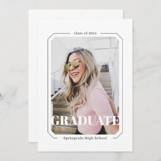 Art Deco Frame Minimalistisch Modernes Abschluss F Ankündigung (Vorne/Hinten)