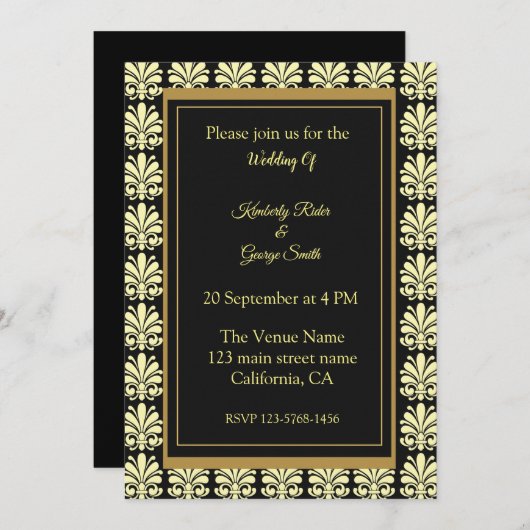 Art Deco Frame Muster Einladung (Vorne/Hinten)