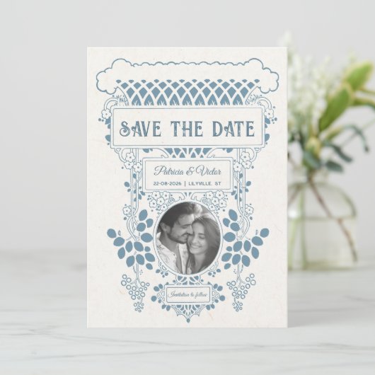 Art Deco Frame save the Date (Stehend Vorderseite)