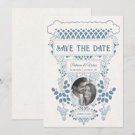 Art Deco Frame save the Date (Vorne/Hinten)