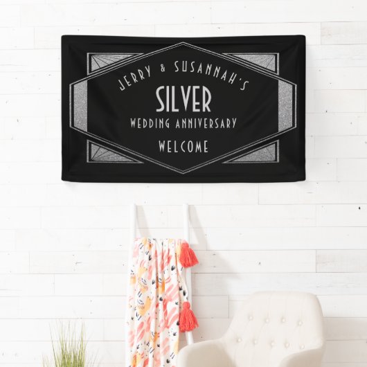 Art Deco Frame Silver Anniversary Namen Black Banner (Insitu)
