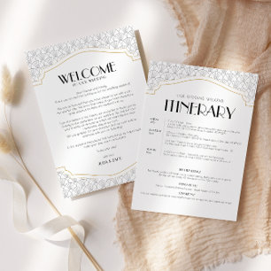 Art Deco Frame Wedding Welcome/Itinerary Card Einladung