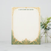 Art Deco Frame with Lotus Stationery Paper Briefbogen (Stehend Vorderseite)