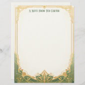 Art Deco Frame with Lotus Stationery Paper Briefbogen (Vorne/Hinten)