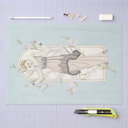 Art Deco, Französisch Lady Daisy Arch Seidenpapier (Handwerk)